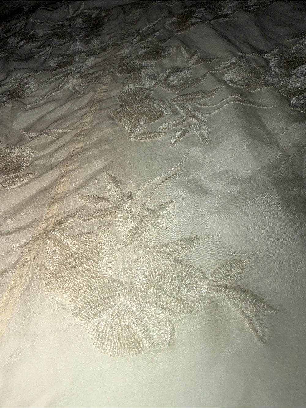 Sundance Cream Embroidered Silk & Cotton Floral Tunic. Size XL. - Picture 14 of 16